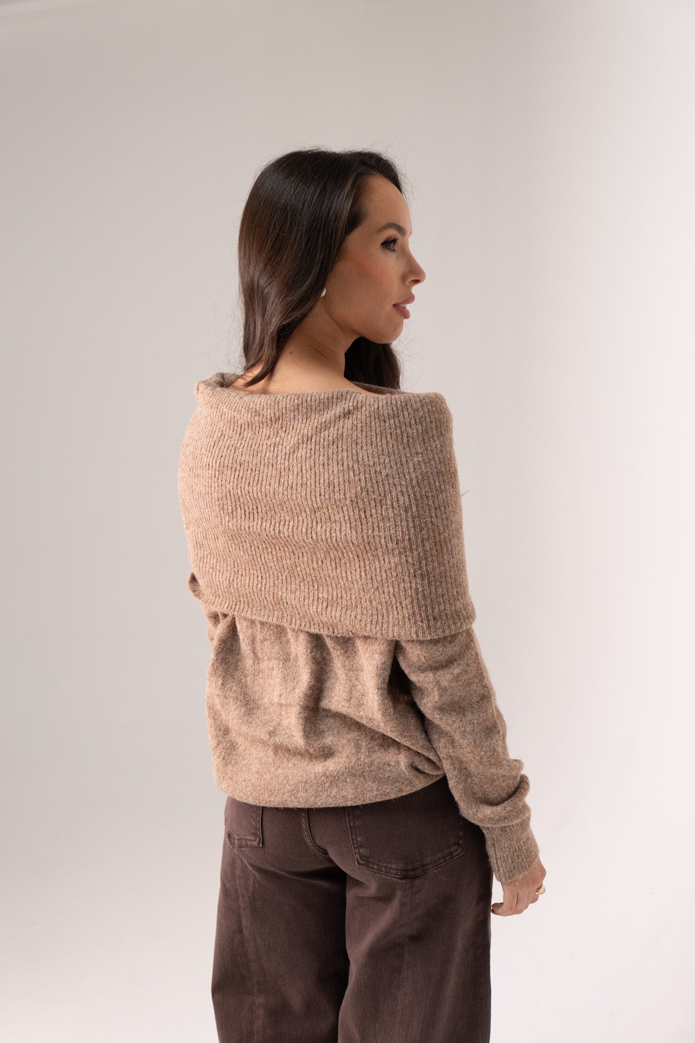 Elsa Bardot Jumper In Camel