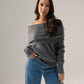 Elsa Bardot Jumper In Dark Grey