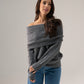 Elsa Bardot Jumper In Dark Grey