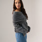 Elsa Bardot Jumper In Dark Grey