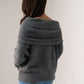 Elsa Bardot Jumper In Dark Grey