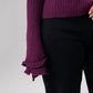 Elsa Bell Sleeve Cardigan In Plum