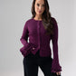 Elsa Bell Sleeve Cardigan In Plum