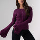 Elsa Bell Sleeve Cardigan In Plum