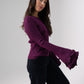 Elsa Bell Sleeve Cardigan In Plum