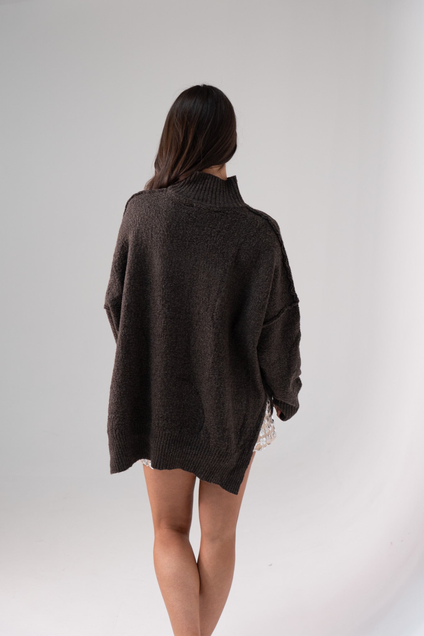 Elsa High Neck Jumper In Chocolate