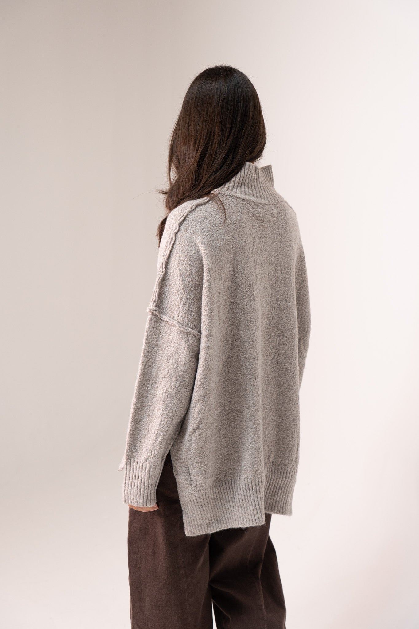 Elsa High Neck Jumper In Taupe