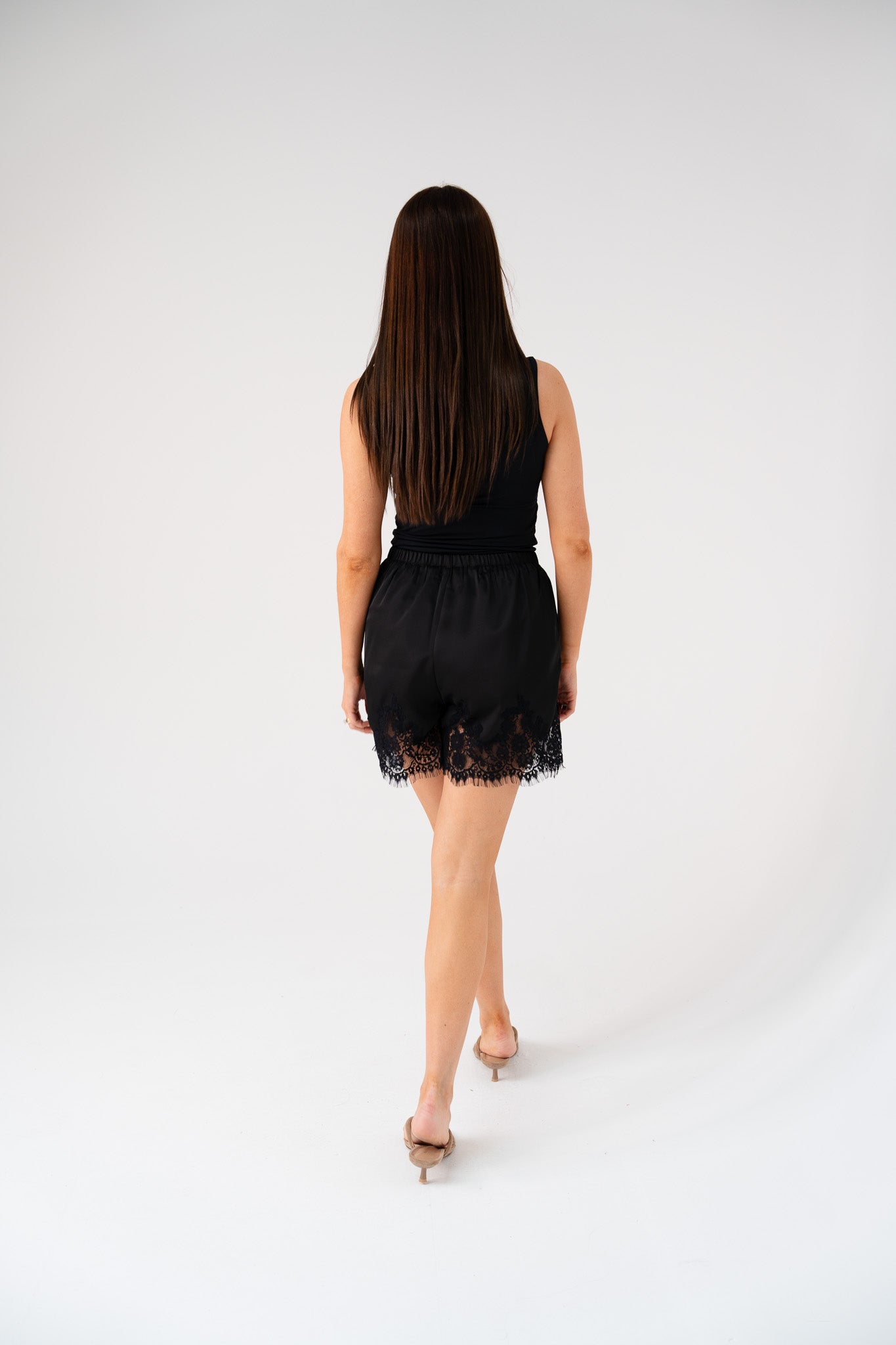 Elsa Lace Trim Shorts In Black