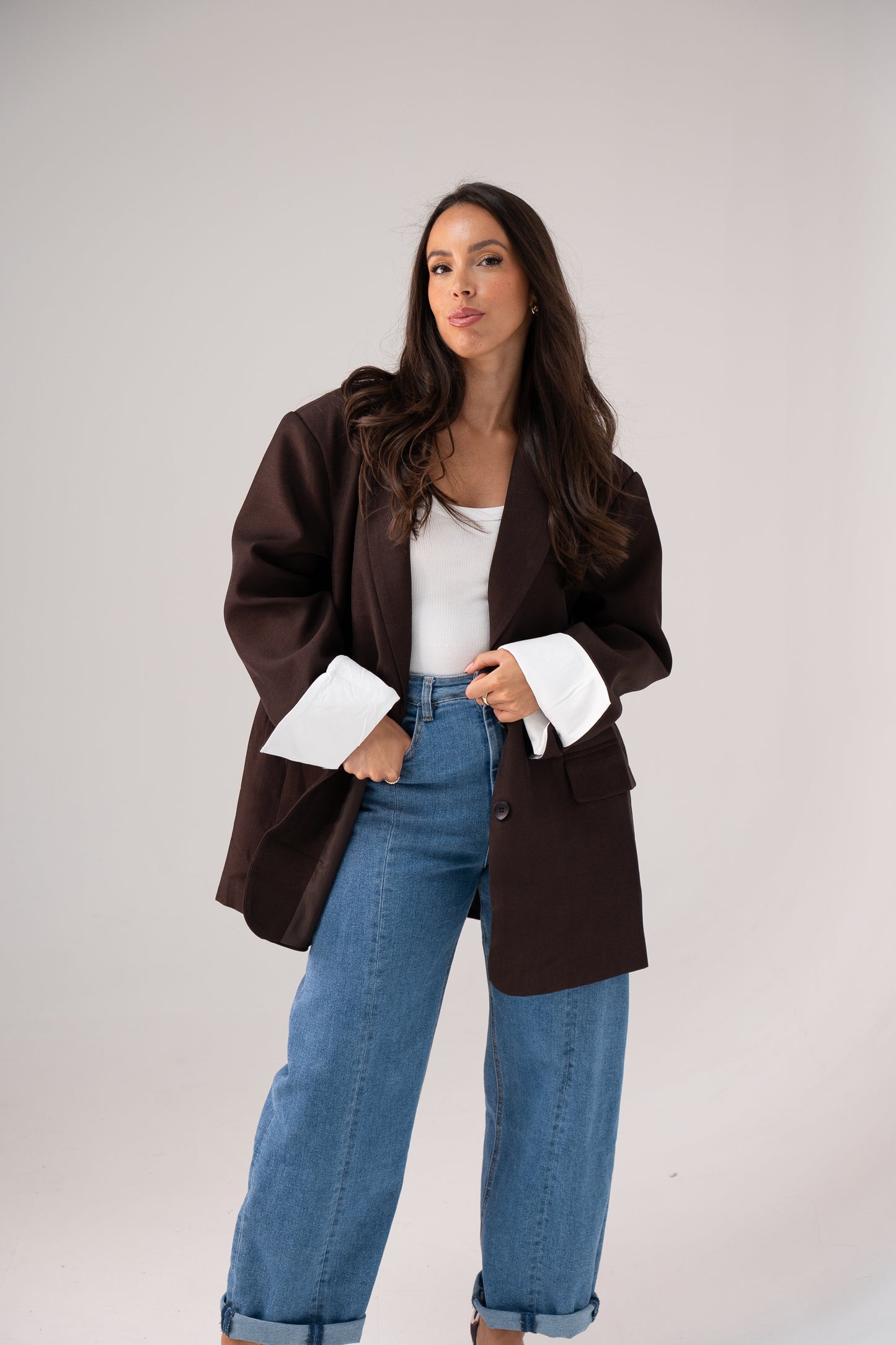 Elsa Oversize Blazer In Chocolate
