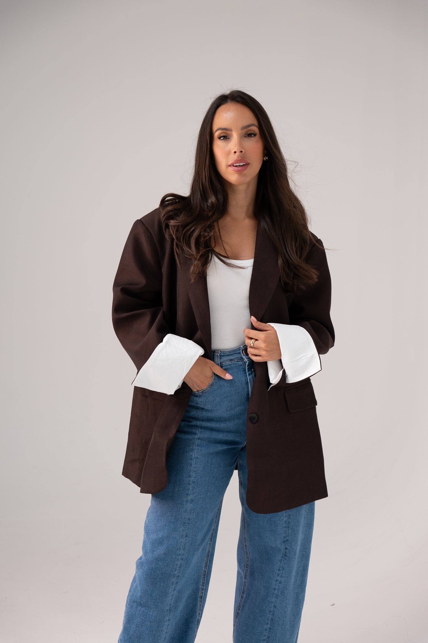 Elsa Oversize Blazer In Chocolate