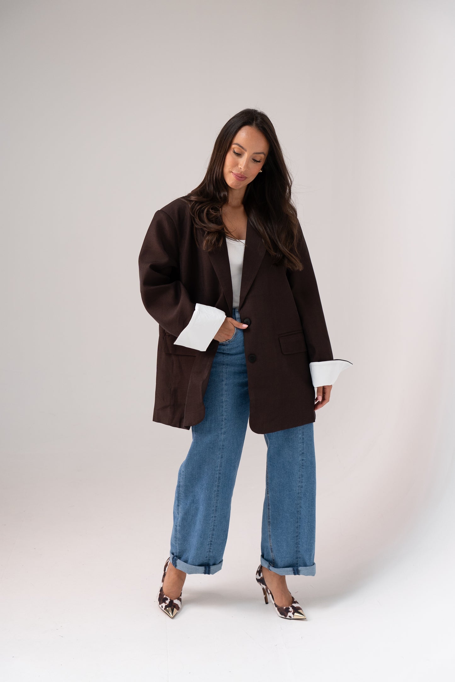 Elsa Oversize Blazer In Chocolate