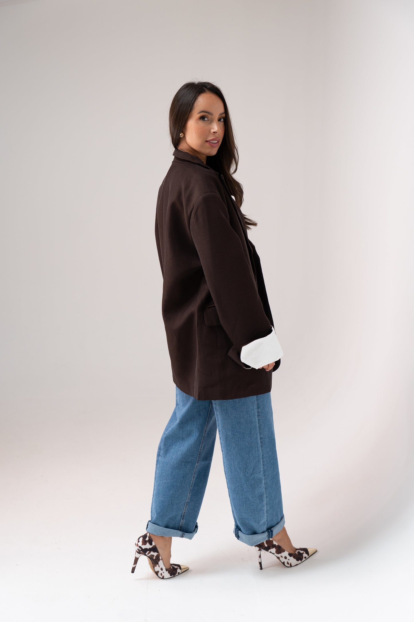 Elsa Oversize Blazer In Chocolate