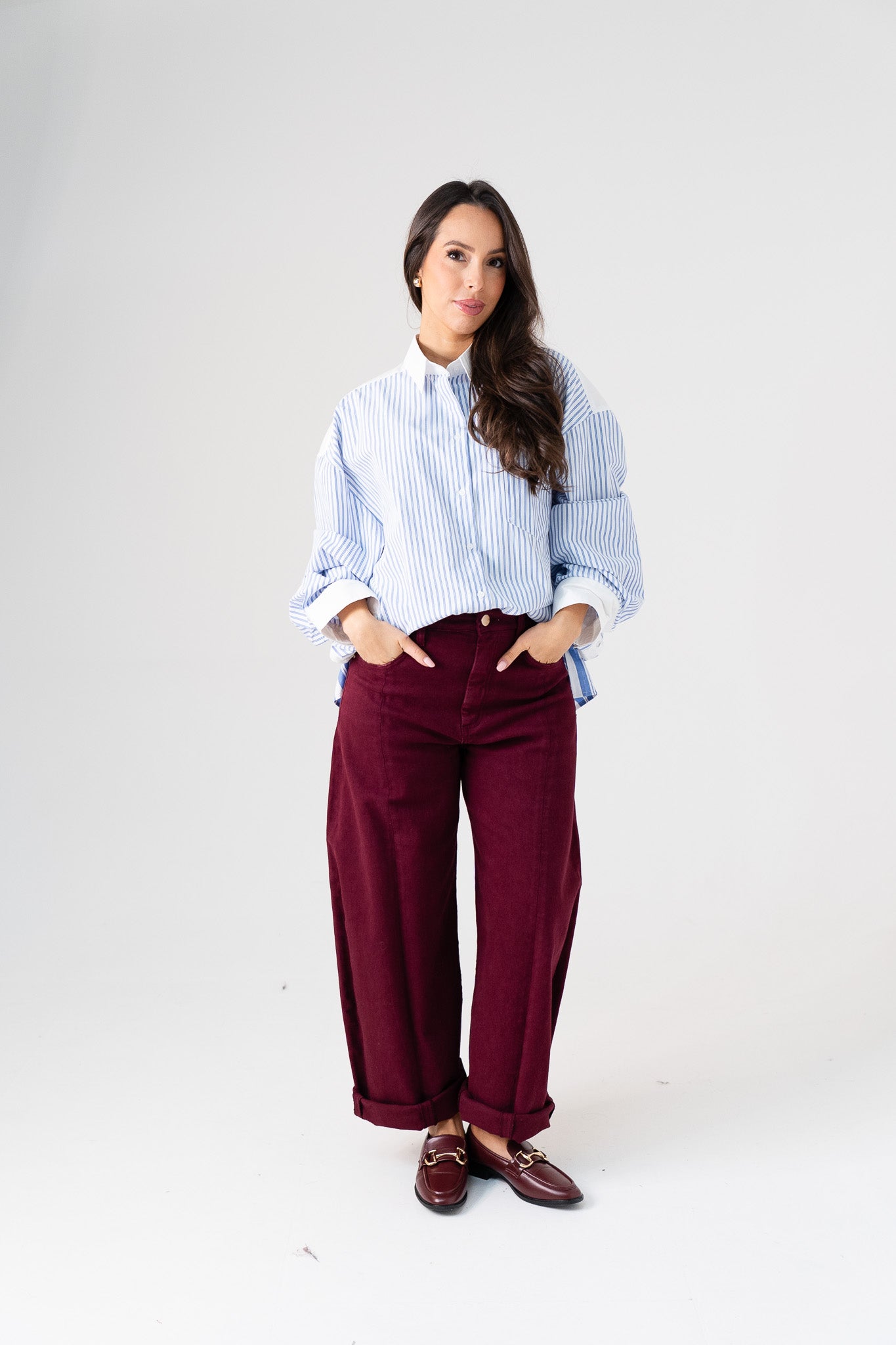 Elsa Oversized Stripe Shirt In Blue