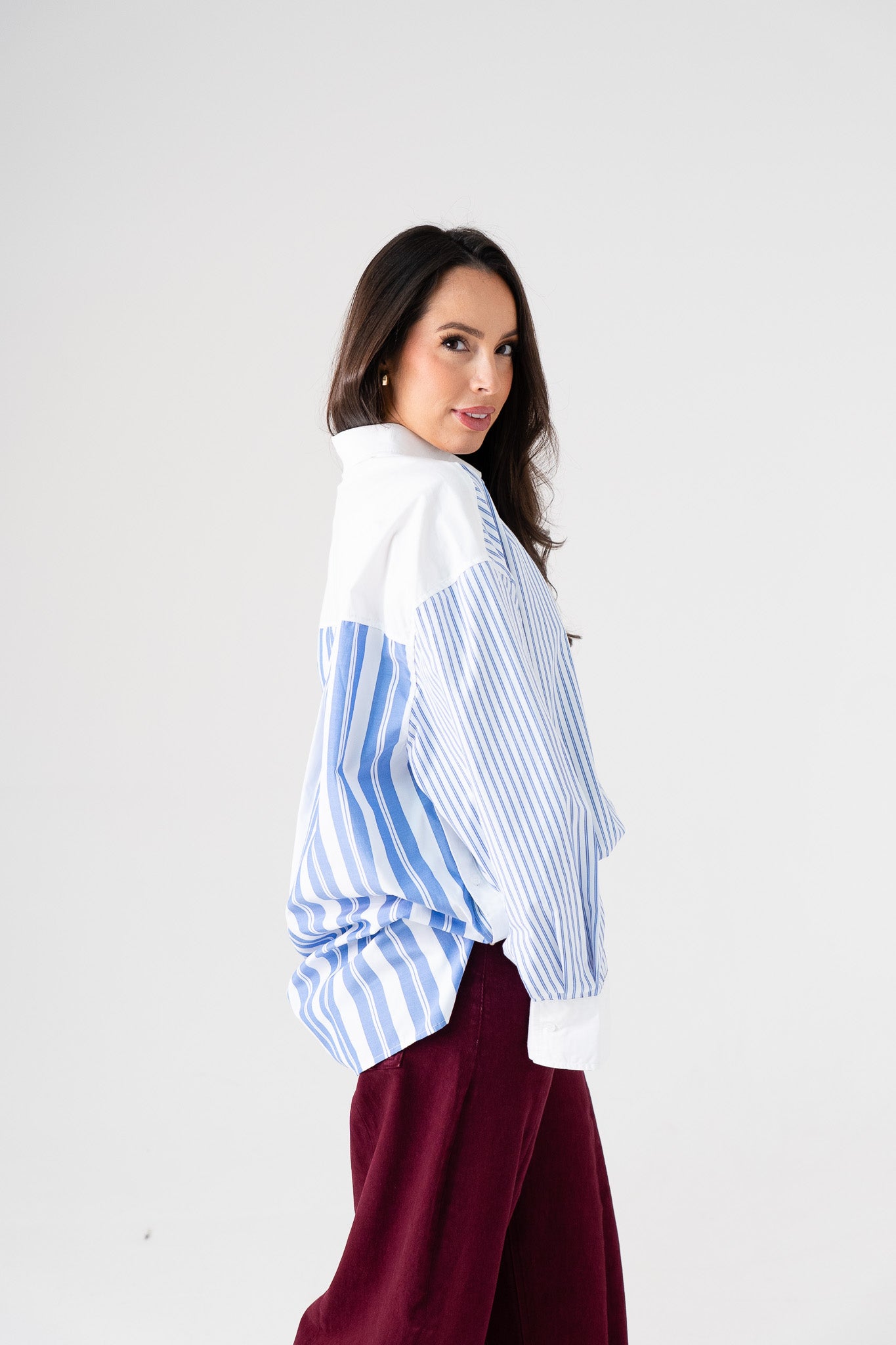 Elsa Oversized Stripe Shirt In Blue