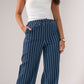 Elsa Pinstripe Trouser In Denim Blue