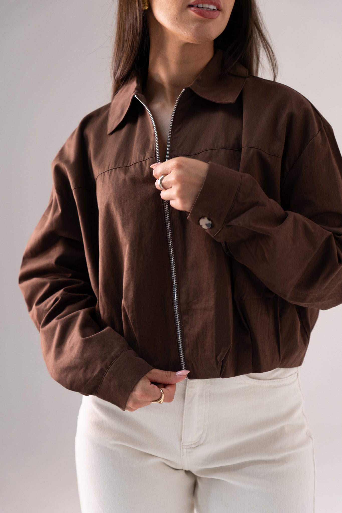 Elsa Pleat Detail Jacket In Chocolate