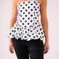Elsa Polka Dot Strapless Top In Black