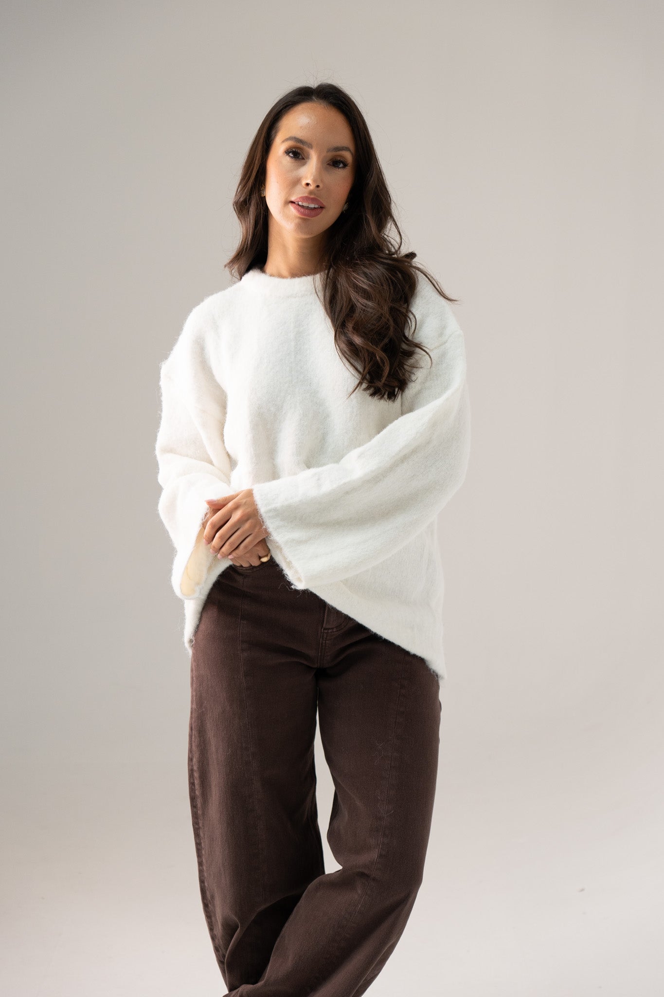 Elsa Round Neck Jumper In White