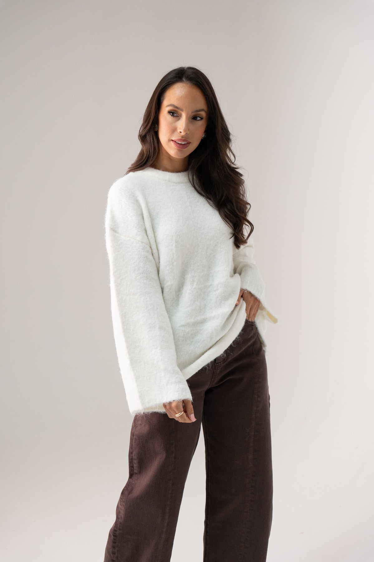 Elsa Round Neck Jumper In White