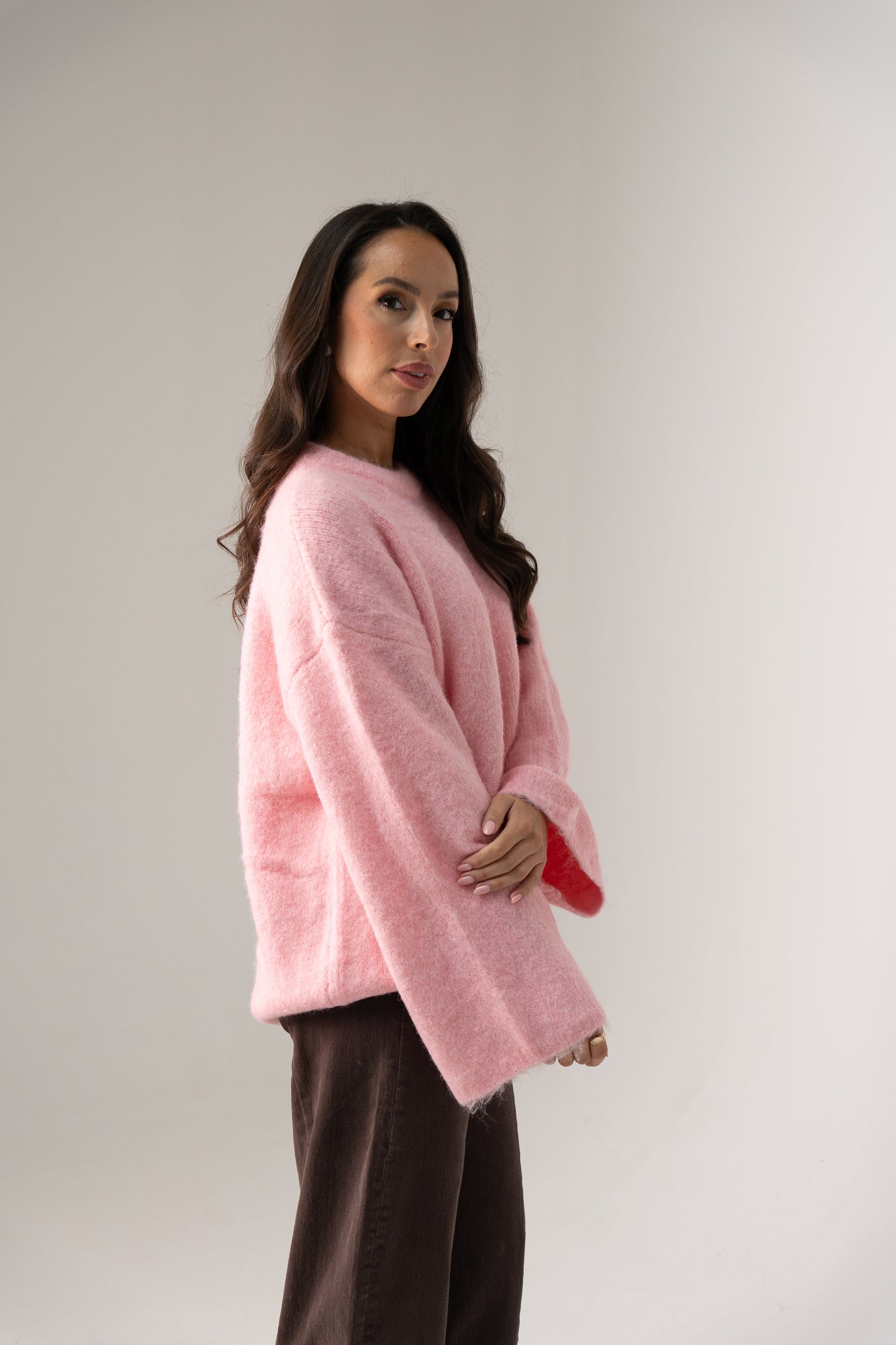 Elsa Round Neck Jumper In Pink