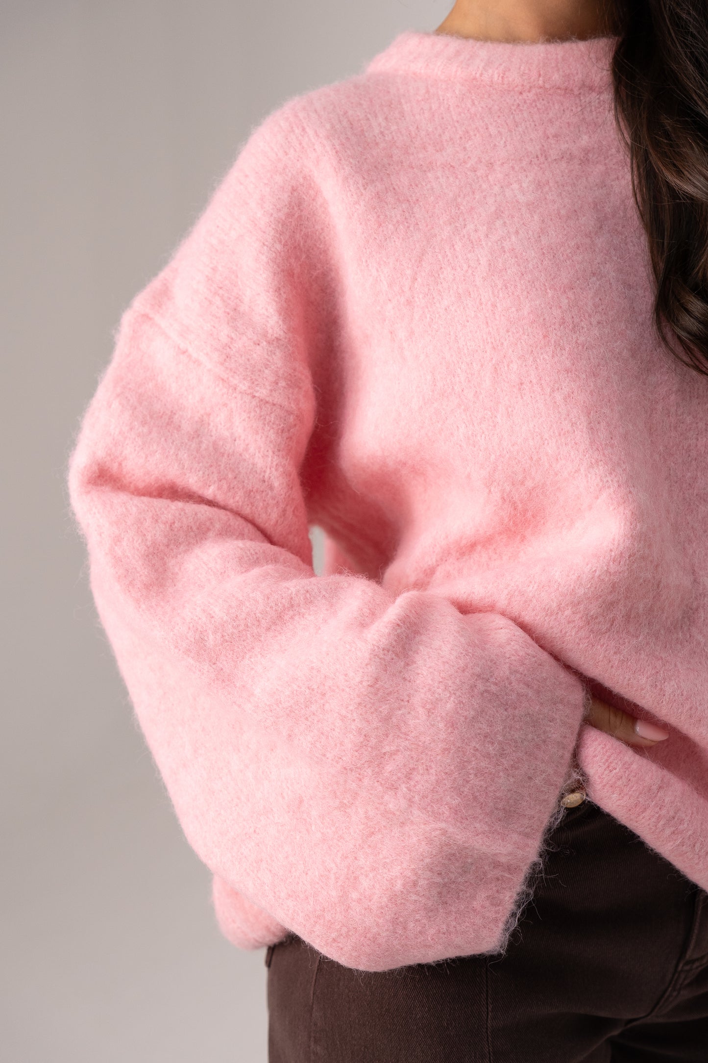 Elsa Round Neck Jumper In Pink