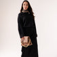 Elsa Satin Mix Top In Black