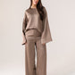 Elsa Satin Mix Trousers In Taupe