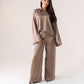 Elsa Satin Mix Trousers In Taupe