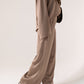 Elsa Satin Mix Trousers In Taupe