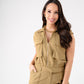 Elsa Sleeveless Cargo Jacket In Olive