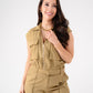 Elsa Sleeveless Cargo Jacket In Olive