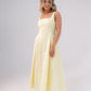 Elsa Square Neck Cotton Dress In Lemon