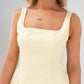 Elsa Square Neck Cotton Dress In Lemon