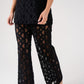 Elsa Wide Leg Lace Trousers In Black