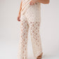 Elsa Wide Leg Lace Trousers In Ivory