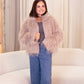 Love Laura Textured Faux Fur Coat In Taupe