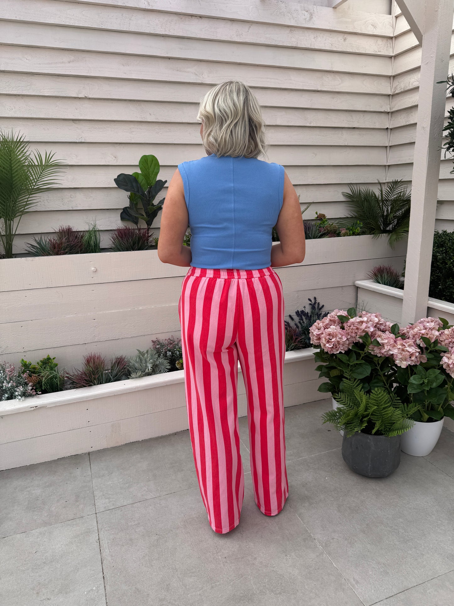 Kiera Striped Trousers In Pink Mix