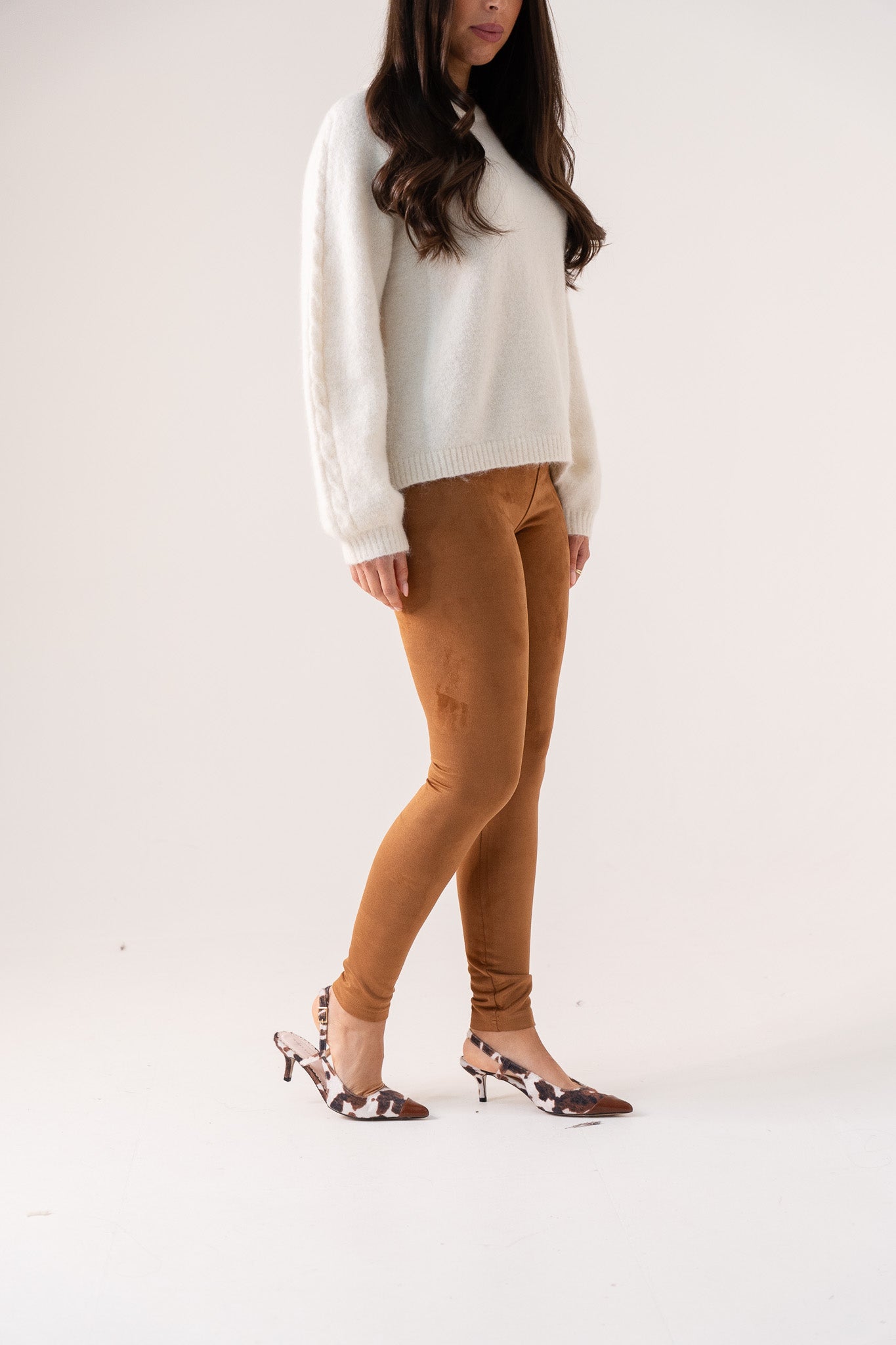 Freya Faux Suede Leggings In Camel