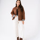 Hayley Pleated Collar Jacket In Chocolate