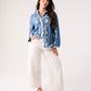 Hayley Cream Embroidered Shirt In Blue