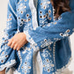Hayley Cream Embroidered Shirt In Blue