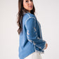Hayley Cream Embroidered Shirt In Blue