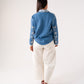 Hayley Cream Embroidered Shirt In Blue