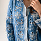 Hayley Cream Embroidered Shirt In Blue