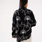 Hayley Floral Embroidered Shirt In Black