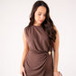 Holly Drape Front Maxi Dress In Chocolate