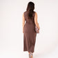 Holly Drape Front Maxi Dress In Chocolate