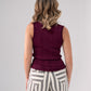 Holly Lace Trim Ribbed Vest In Bordeaux