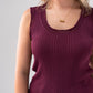 Holly Lace Trim Ribbed Vest In Bordeaux