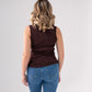 Holly Lace Trim Ribbed Vest In Chocolate